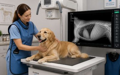 Vet clinic xray helps detect hidden injuries in pets.